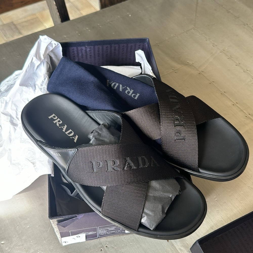 PRADA Black Crisscross Sandals. NEW IN BOX US9 - Picture 9 of 11